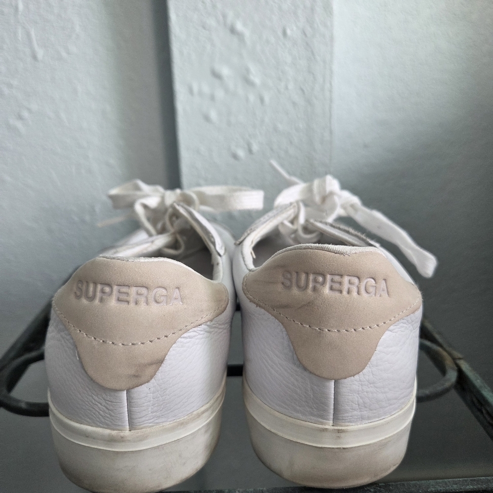 Superga White and Cream Women's Sneakers - Picture 3 of 4